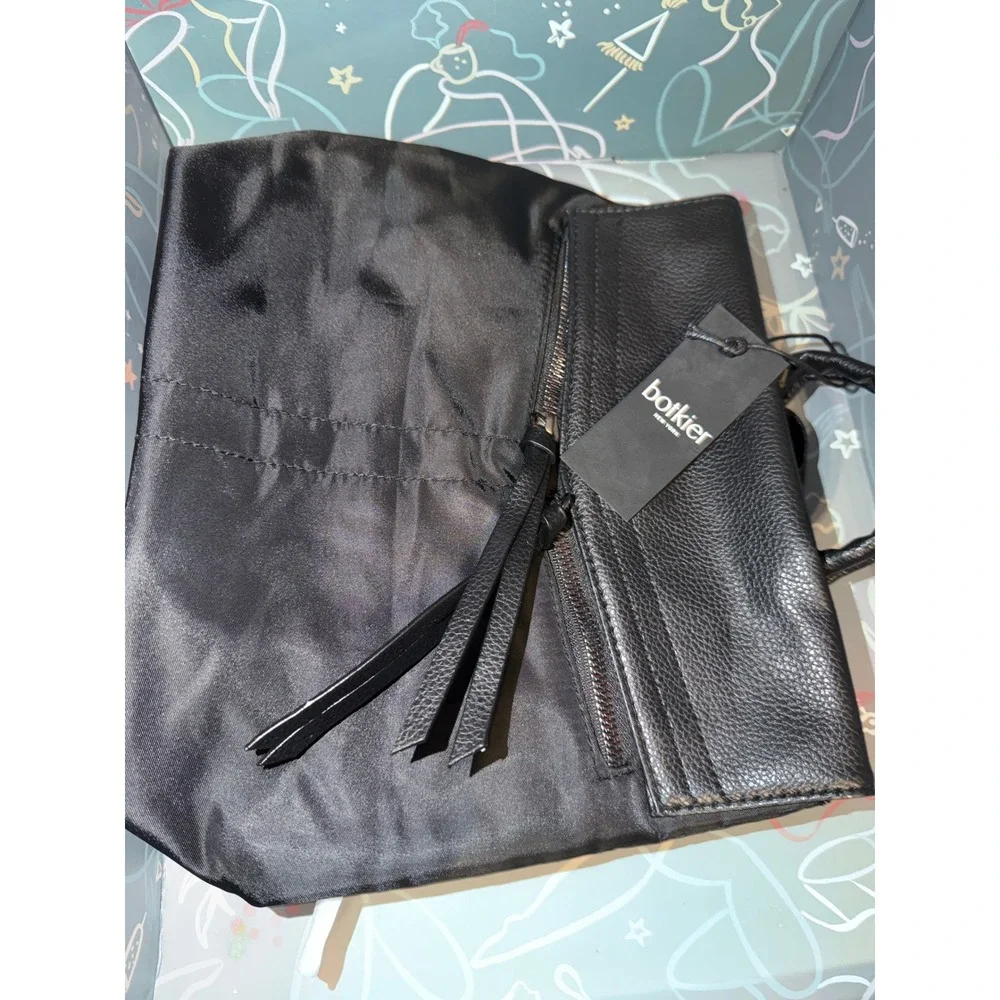 Botkier New York Warren Backpack Black Nylon Pebbled Leather Tassel Zip‎ NWT
